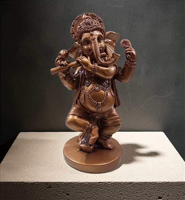 Ganesha Tocando Flauta - Dourado Dallas
