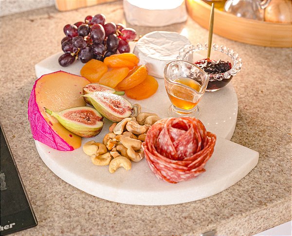 Bandeja Lua Branca em Mármore