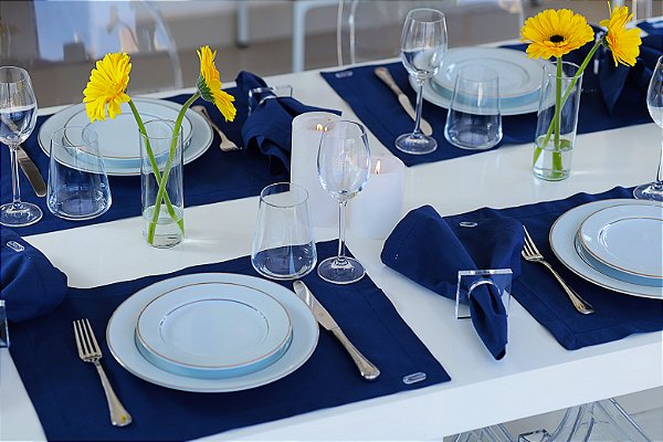 Lugar Americano Ponto Ajour Azul Marinho