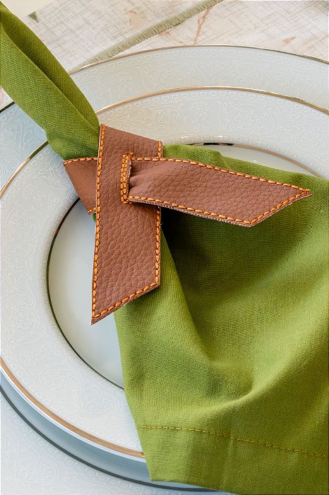 Porta-guardanapo Laço Couro - 2 unidades