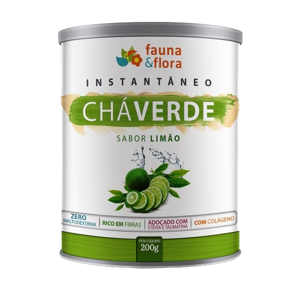 Chá Verde Instantâneo Com Colágeno Fauna e Flora Limão