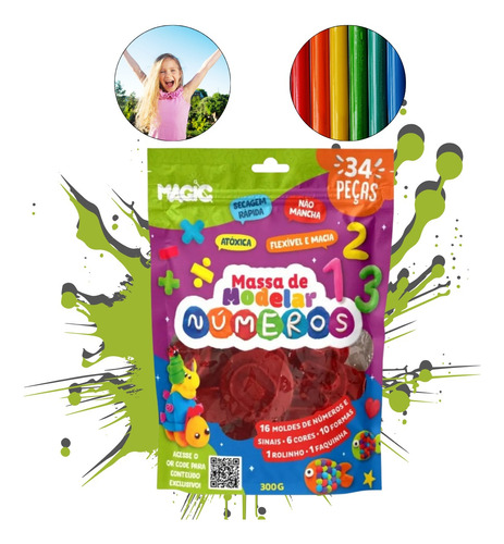Massa Para Modelar Criativa Números 34 Pç Presente Educativo