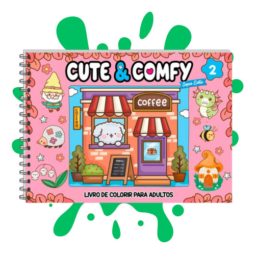Livro De Colorir Cute & Comfy Super Extra Edição 02 - Capa Dura Holográfica Gliter, Com Folha De Acetato, Folha Grossa 4