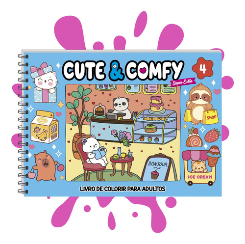 Livrinho De Colorir Cute & Comfy Super Extra Edição 04 Livro De Colorir Adulto - Capa Dura Holográfica