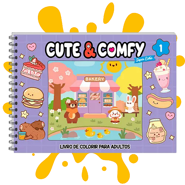 Cute & Comfy Super Extra Edição 01 Livro De Colorir Adulto Capa Dura Holográfica 2025