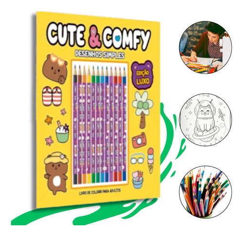 Cute & Comfy Desenhos Simples - Edição Luxo - 12 Lápis De Cor Adulto