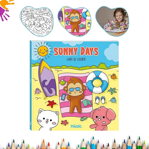 Livro De Colorir Sunny Days Magic Kids Capa Dura Desenhos Divertidos Para Colorir Relaxar Livros Magic Ilustrações Encantadoras Explore A Criatividade Educativo Passatempo Ideal