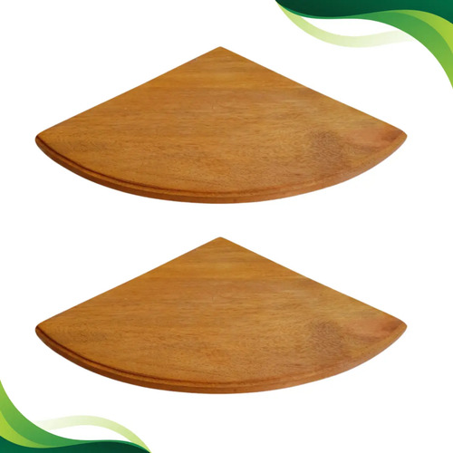 Kit 2 Prateleira Canto Cantoneira Prateleira Madeira De 30cm Marrom-claro