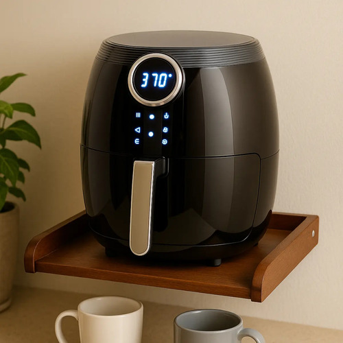 Prateleira Suporte Para Air Fryer Cafeteira Madeira Maciça  Marrom-claro
