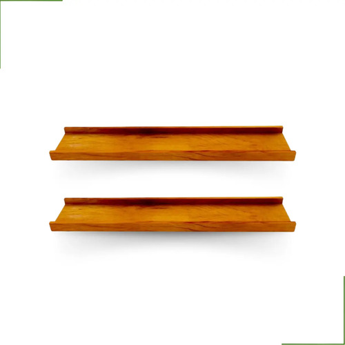 Prateleira Para Quadros Madeira Maciça Espositor Kit 2 60cm Marrom