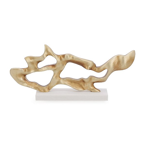 Escultura Decorativa Em Poliresina Dourado - Mart