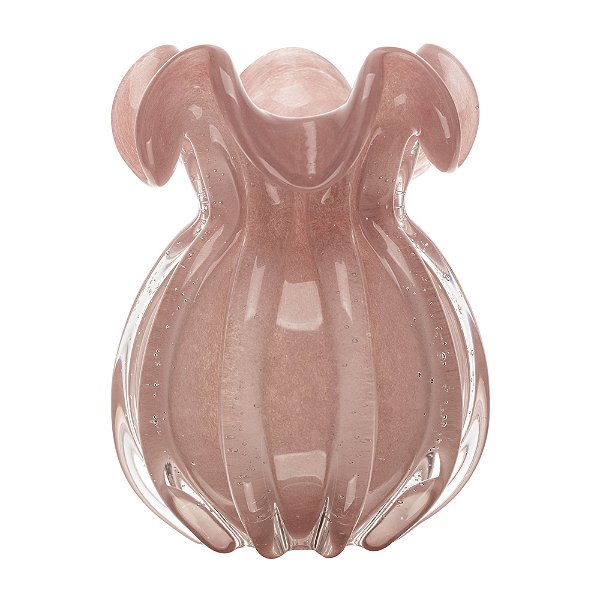 Vaso De Vidro Italy Rosa Leitoso 13cmX17cm - Wolff