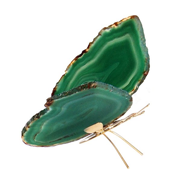 Borboleta Em Pedra Ágata Verde Banhada