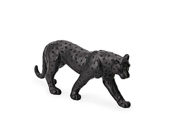 Escultura Leopardo Preto Polirresina - Mart