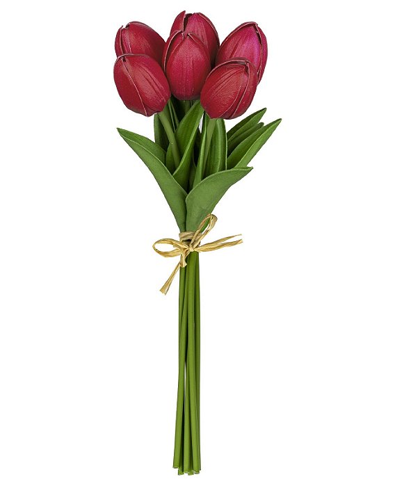Ramalhete Em Tulipa Toque Real Pink - Altura 34cm