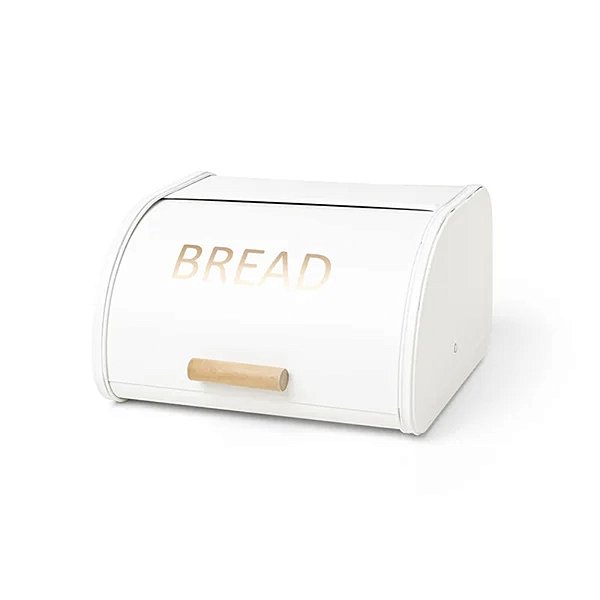 Porta Pão Enjoy Branco e Dourado (30x26x17cm)