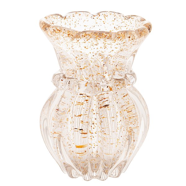 Vaso De Vidro Italy Dourado 12x16cm - Wolff