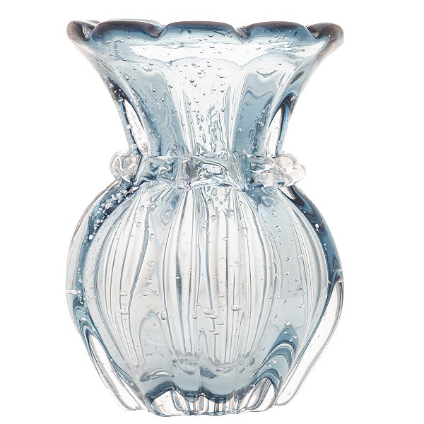Vaso De Vidro Italy Azul 12x16cm - Wolff
