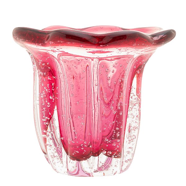 Vaso De Vidro Italy Rosa 12x11cm - Wolff