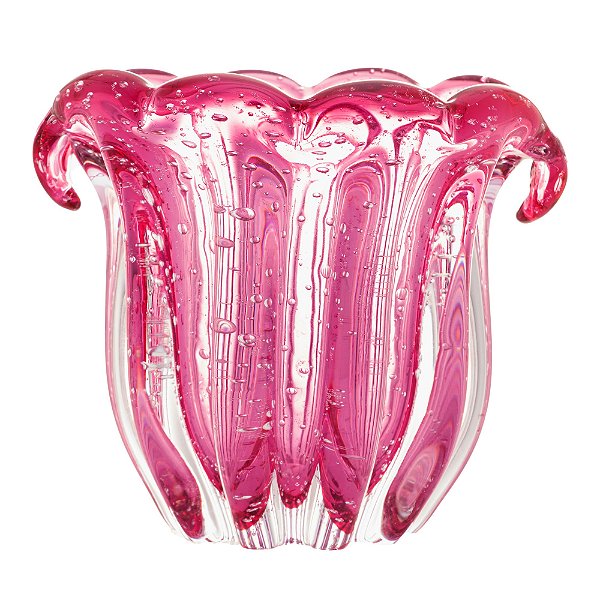 Vaso De Vidro Italy Rosa 16cmX16cm - Lyor