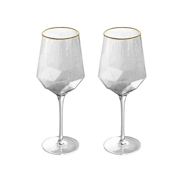 Cj 2 Taças De Cristal Com Fio De Ouro TAJ 600ML - Wolff