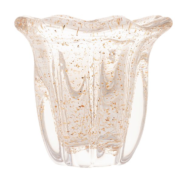 Vaso De Vidro Italy Dourado 14,5cmx13cm - Wolff