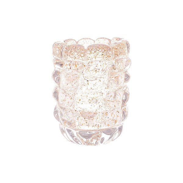 Vaso Murano Italy Transparente Com Dourado 10x13cm - LYOR