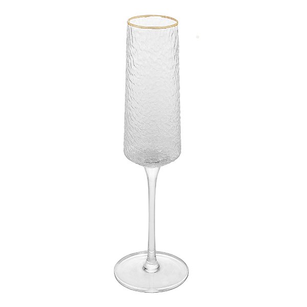 Taça De Champanhe Cristal Com Fio de Ouro 300ml - Lyor