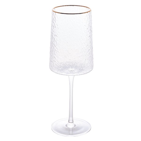 Taça De Vinho Lyor De Cristal Com Fio de Ouro 600ml - Lyor