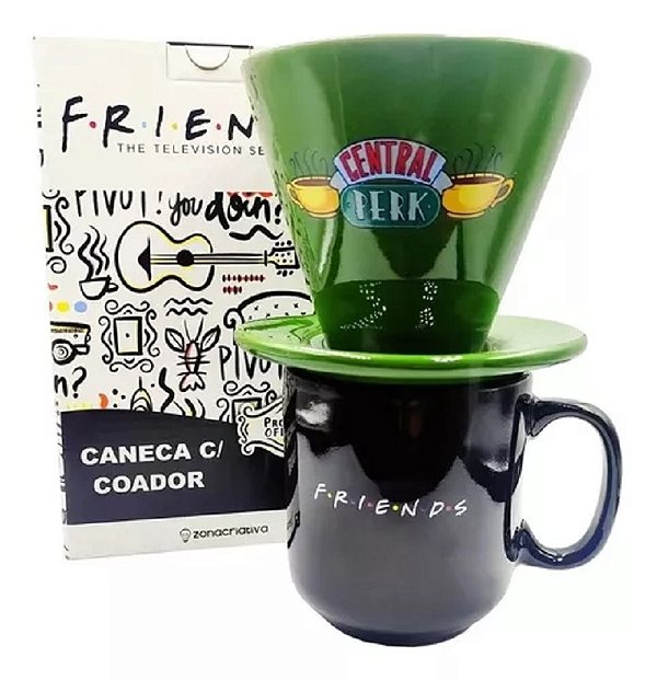 Kit Cafe Caneca E Coador 300ml Friends - Zona Criativa