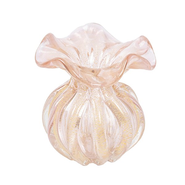 Vaso Murano Incolor Com Dourado G - Lucatti