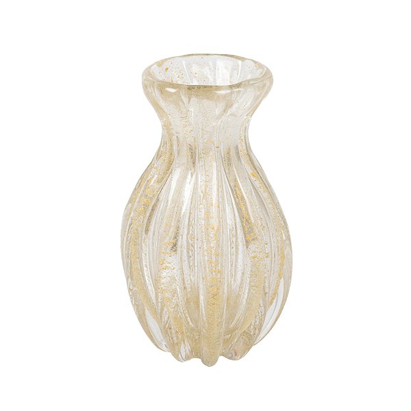 Vaso Murano Incolor Com Dourado P - Lucatti