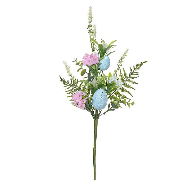 Galho Com Ovinhos De Páscoa Azul 40cm - Florarte