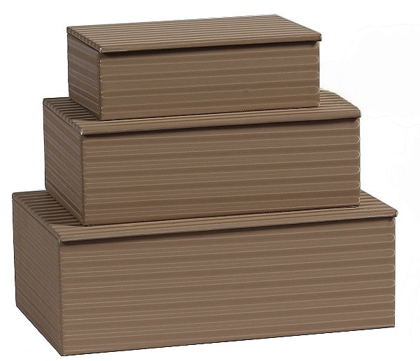 Caixa Retangular Mdf Pu Listra 3D Bege M - Entrecasa