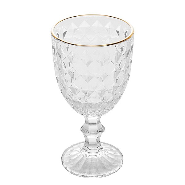 CJ 6 Taças Vidro Para Água Com Fio Dourado 320ML - Wolff