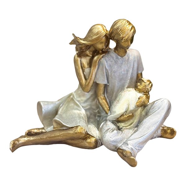 Escultura Família Casal Com Bebê - Mabruk