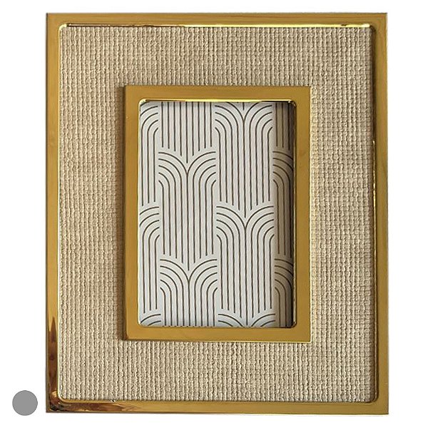Porta Retrato Metal 15x20cm Bege E Dourado G - Florarte