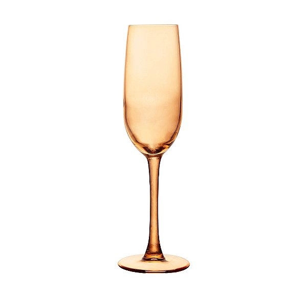 Taça Para Champanhe Ambar Metalizado Vidro 200ml - Lyor