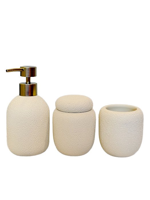 Kit Lavabo Em Cimento Off White (3 peças) - Mart