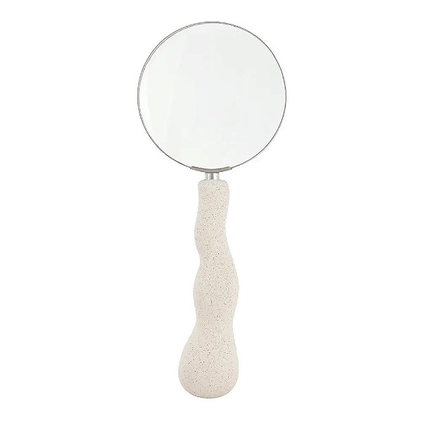 Lupa Decorativa Em Polirresina e Moldura em Metal Prateado