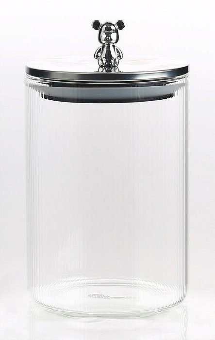 Pote P Em Vidro Tampa Detalhe Urso Prata 16cm - Entrecasa