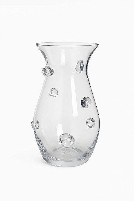 Vaso Em Vidro Com Detalhes Em Alto Relevo - 25 CM