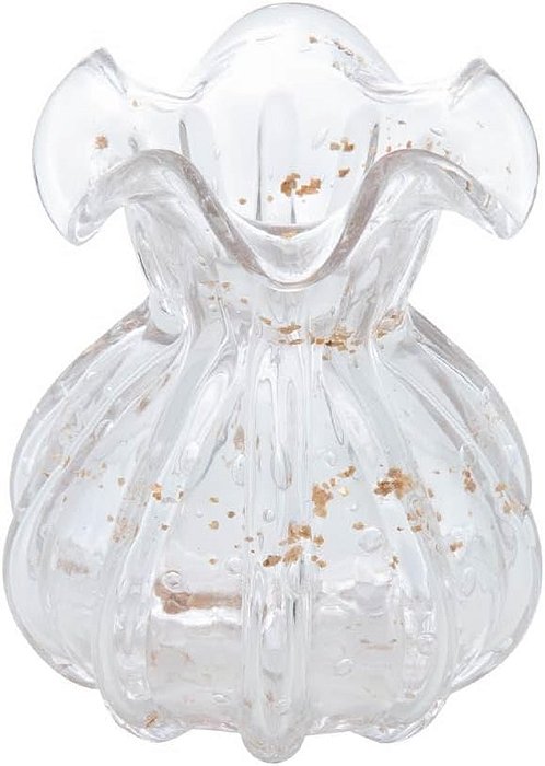 Vaso De Vidro Italy Transparente E Dourado 13x17cm - Wolff
