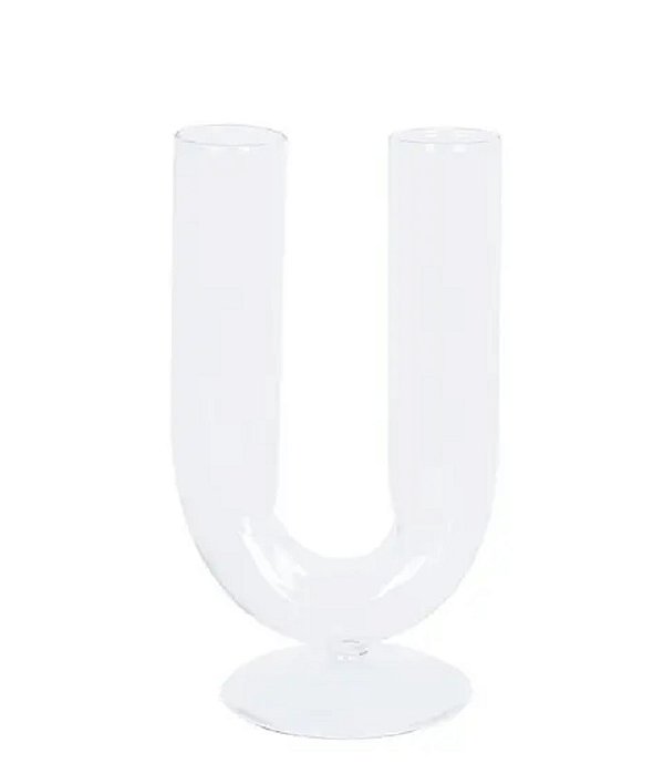 Vaso De Vidro Transparente Em Formato De U - 19 CM