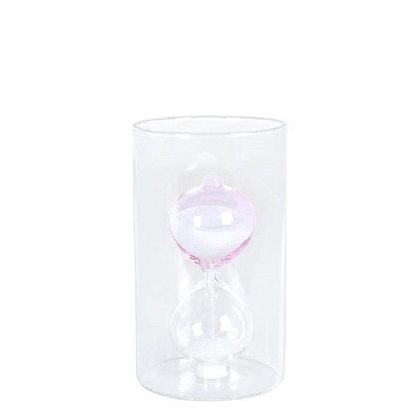 Adorno De Vidro (Ampulheta) Copo 1.30 Min- Rose- 17CM- Tam G