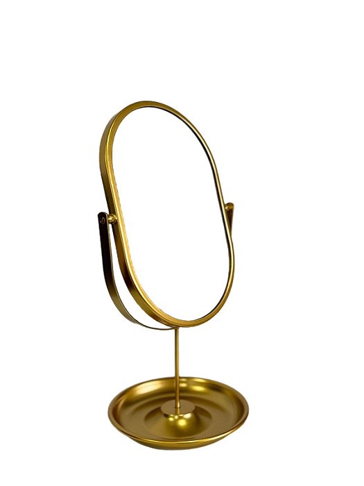 Espelho Luxo Giratório Com Base De Armazenamento Dourado