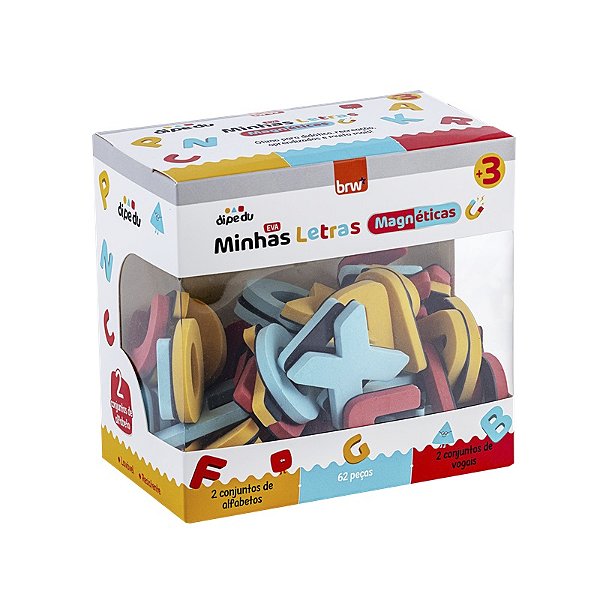 Brinquedo EVA Imantado Alfabeto+Vogais C/ 62 Peças - BRW