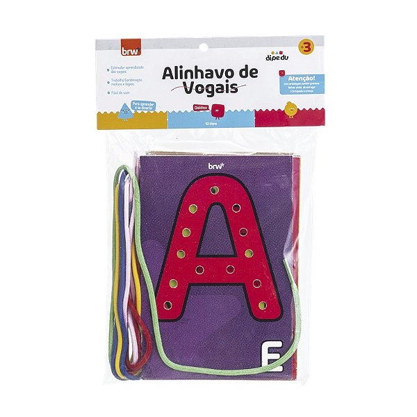 Brinquedo Papel Alinhavo Vogais - Com 10 Peças - BRW