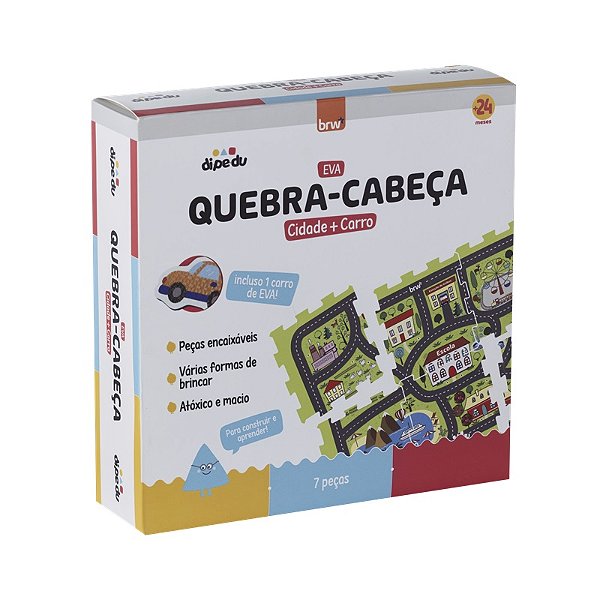 Brinquedo EVA Quebra Cabeça Cidade C/Carro - 7 Peças - BRW