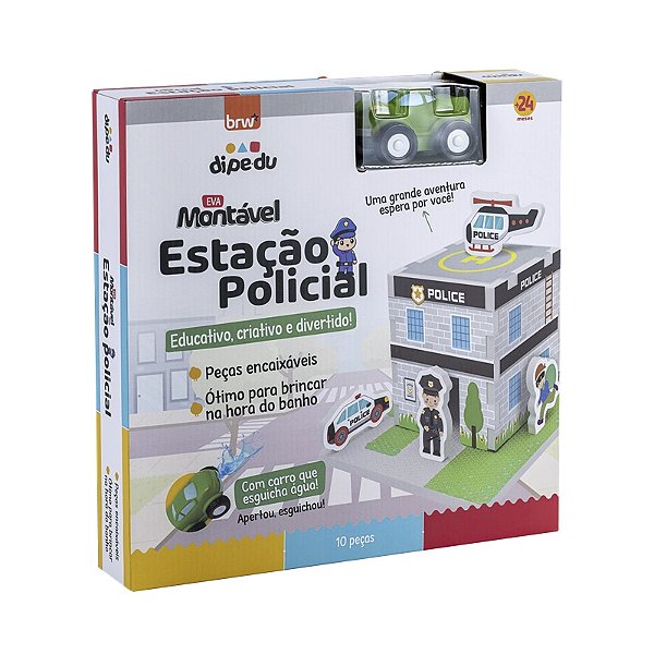 Brinquedo EVA Montável Estação Policial/Carro 13 Peças - BRW